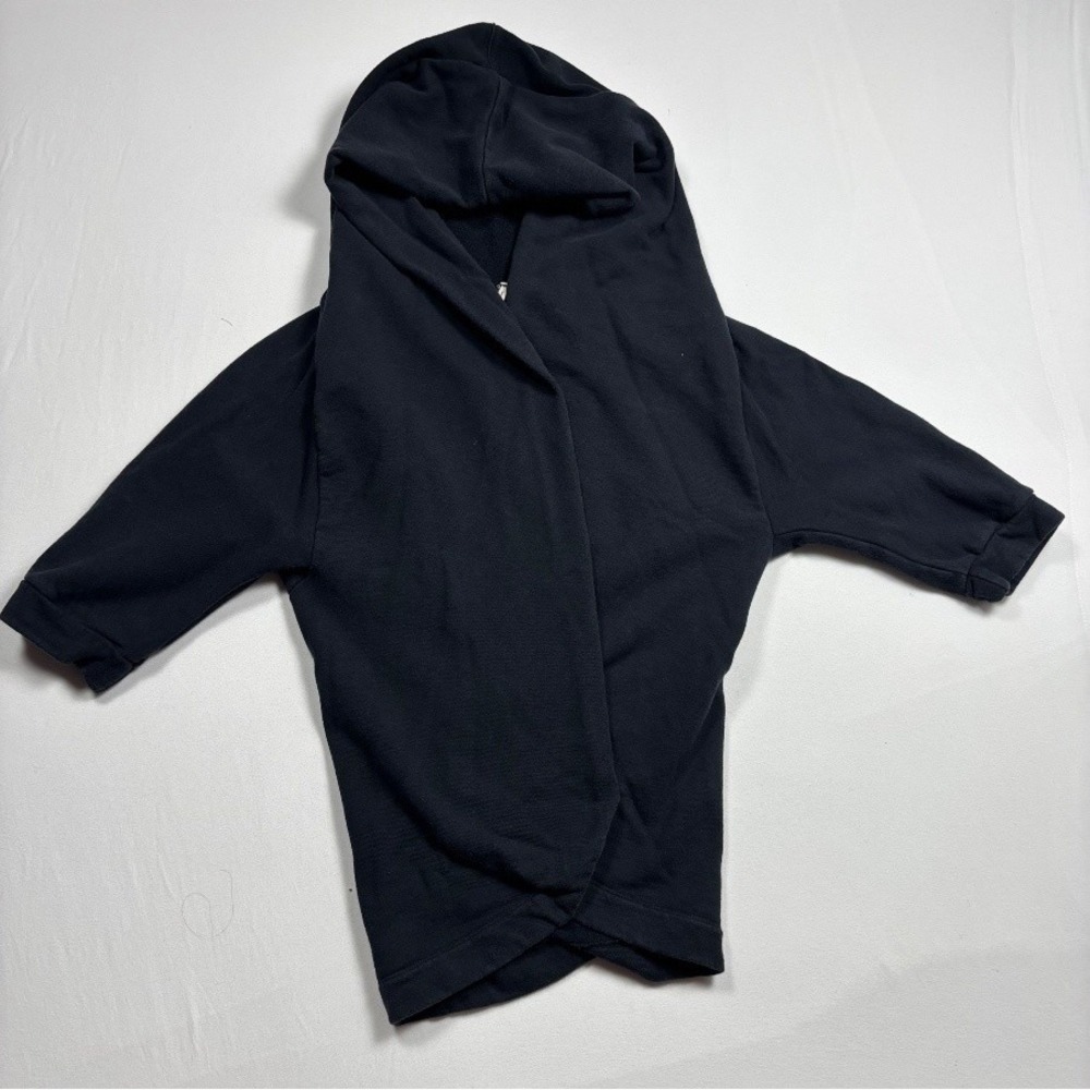 Isda and Co Women's XS Black Hooded Open Front Wrap Cardigan Sweater